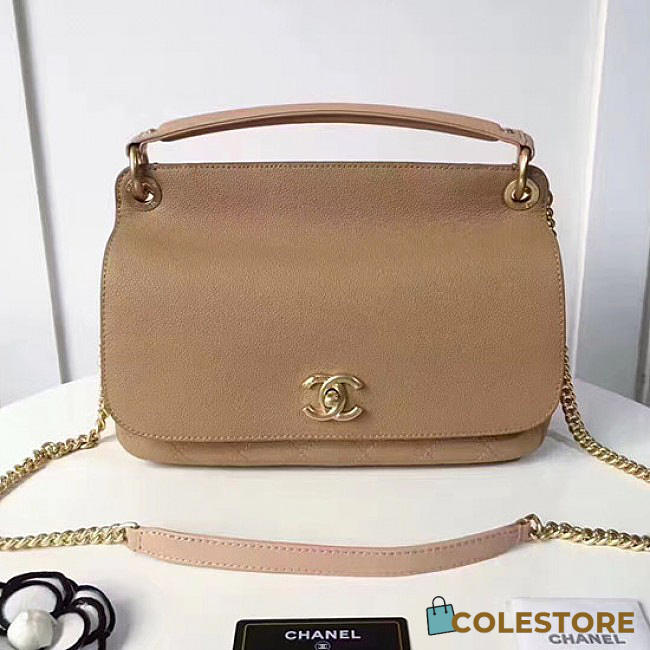 Chanel Grained Calfskin Flap Bag With Top Handle Bag Beige A93757 VS03950 - 1