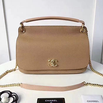 Chanel Grained Calfskin Flap Bag With Top Handle Bag Beige A93757 VS03950