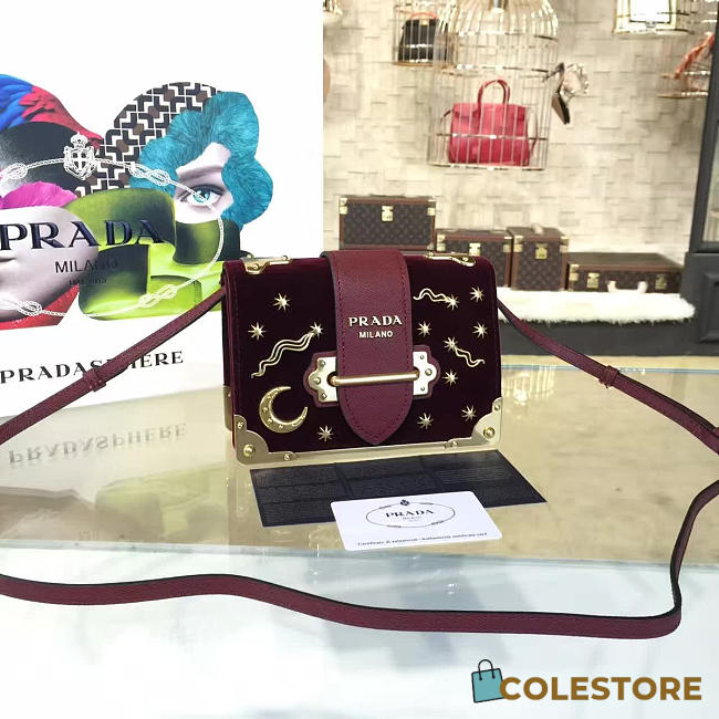 Prada Velvet Cahier Bag In wine 4265 - 1