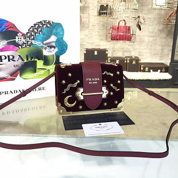Prada Velvet Cahier Bag In wine 4265