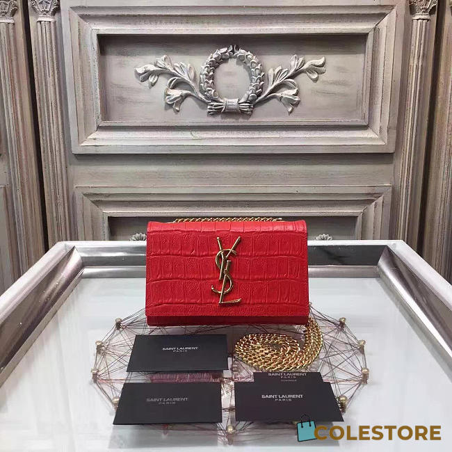 YSL Monogram Kate In Embossed Crocodile Shiny Leather 4753 - 1