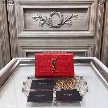 YSL Monogram Kate In Embossed Crocodile Shiny Leather 4753