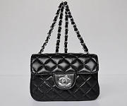 Chanel Lambskin Leather Flap Bag Silver Hardware Black - 2