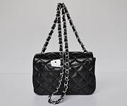 Chanel Lambskin Leather Flap Bag Silver Hardware Black - 3