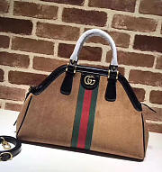 gucci re(belle) suede medium top handle bag ‎516459 brown CohotBag 2018 - 1