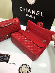 Chanel Lambskin Leather Flap Bag Gold/Silver Red 25cm - 6