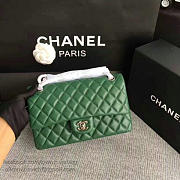 Chanel Lambskin Classic Handbag Green A01112  - 3