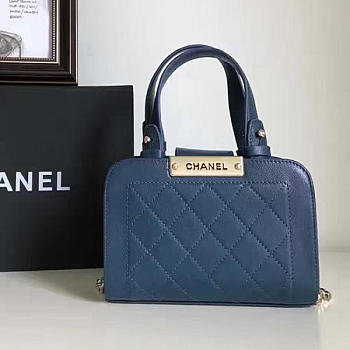 Chanel Small Label Click Leather Shopping Bag Blue A93731 VS04747