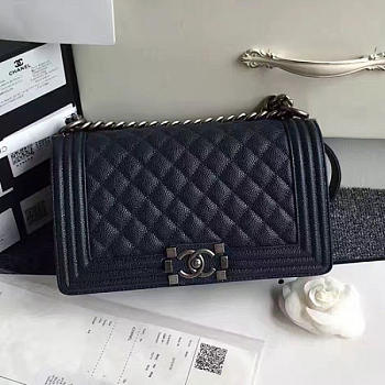 Chanel Quilted Caviar Medium Boy Bag Blue180301 VS04423