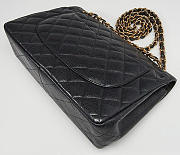  Chanel Large Classic Handbag Grained Calfskin Gold Black - 4