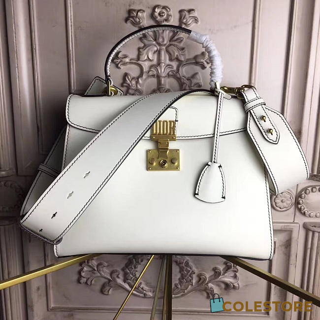 Dioraddict Calfskin Handbag Rouge in White 30cmx23cmx12cm - 1
