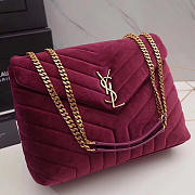 YSL Loulou Monogram Quilted Velvet Shoulder Bag Large 4801 - 1