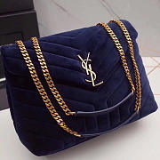 YSL Loulou Monogram Quilted Velvet Shoulder Bag Large Blue 4811 - 4