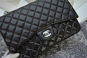 Chanel Lambskin Leather Flap Bag With Gold/Silver Silver Hardware Black 33cm - 3