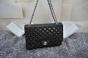 Chanel Lambskin Leather Flap Bag With Gold/Silver Silver Hardware Black 33cm - 2