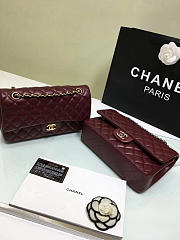 Chanel Lambskin Leather Flap Bag Gold/Silver Wine 25cm - 2