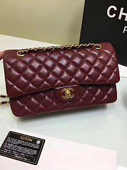 Chanel Lambskin Leather Flap Bag Gold/Silver Wine 25cm - 5