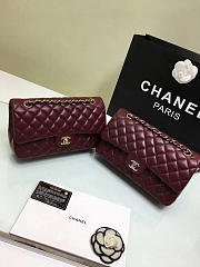 Chanel Lambskin Leather Flap Bag Gold/Silver Wine 25cm - 6