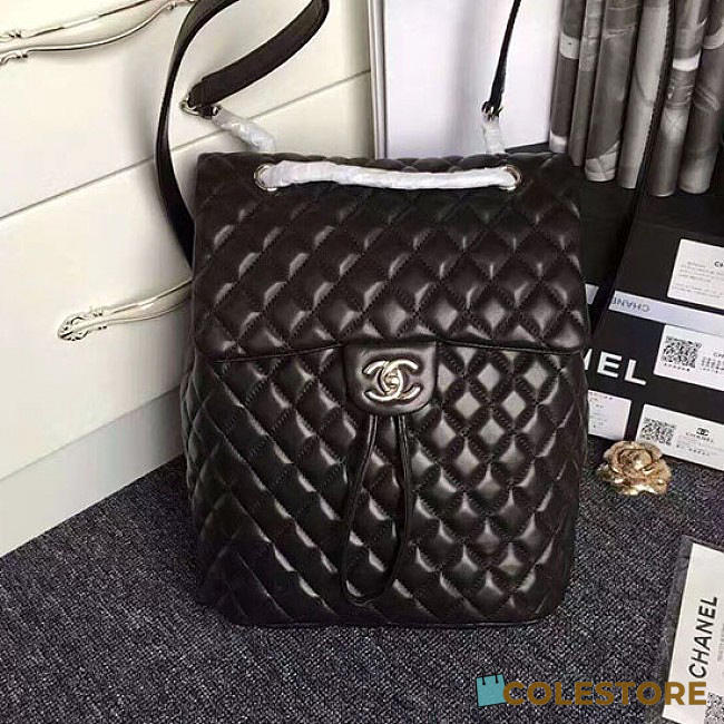 Chanel Quilted Lambskin Large Backpack Black Silver Hardware  - 1