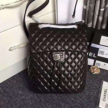 Chanel Quilted Lambskin Large Backpack Black Silver Hardware 