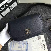 Chanel Grained Calfskin Caviar Stitched Shoulder Bag Blue A92949 VS09430 - 3