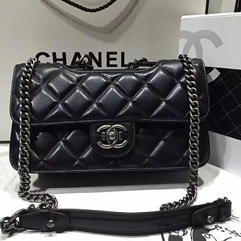 Chanel Quilted Calfskin Perfect Edge Bag Silver Black  A14041 VS00923