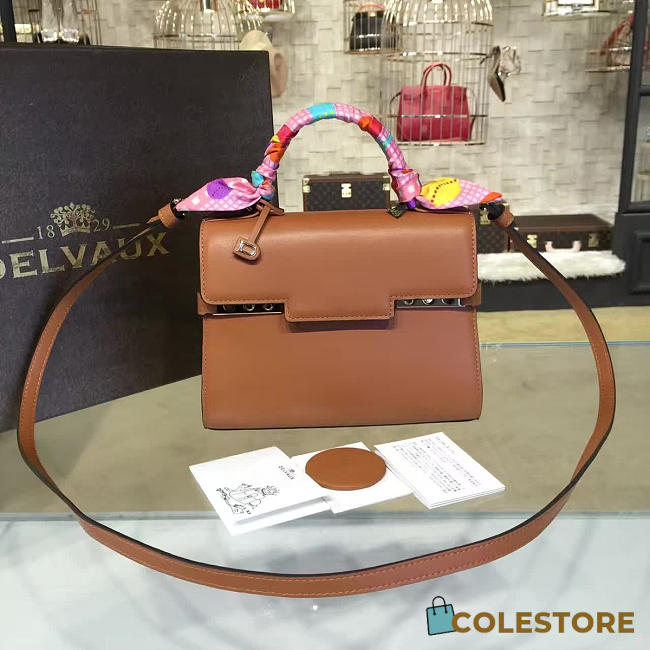 CohotBag delvaux calfskin mini tempete satchel bronw 1467 - 1