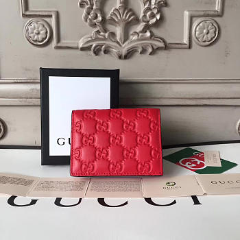 Gucci Signature Wallet In Red 11x2.5x8.5 cm 