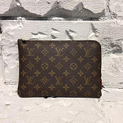 Louis Vuitton Leather Clutch Monogram Canvas Bag 3718 - 1