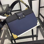 Prada Cahier Leather Shoulder Bag 1BD045 In Blue - 6