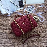 Chanel Bowling Bag Jersey & Gold-Tone Metal Wine A69924  - 1