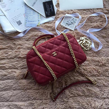 Chanel Bowling Bag Jersey & Gold-Tone Metal Wine A69924 