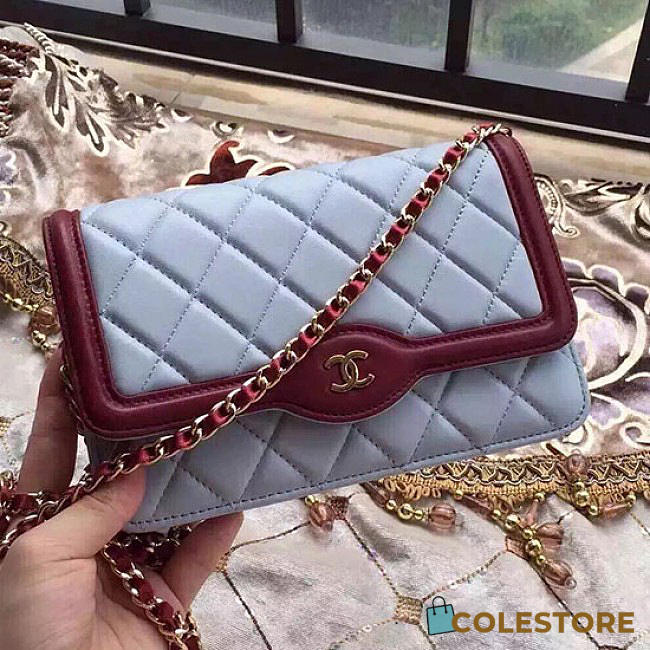 Chanel Lambskin Mini Chain Wallet Blue A81024 VS 00744 - 1
