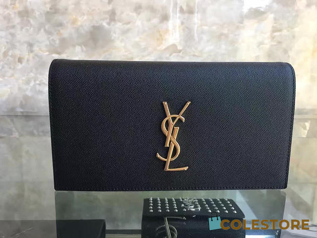 YSL Monogram Kate Clutch Grain De Poudre Embossed Leather 4936 - 1