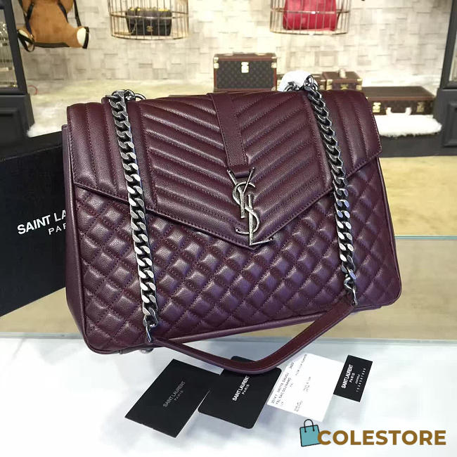 YSL Envelop Satchel Large Wine Red 5129 - 1
