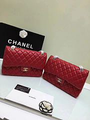 Chanel Lambskin Leather Flap Bag Gold/Silver Red 30cm - 2