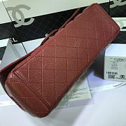 Chanel Caviar Leather Flap Bag Gold/Silver Maroon Red 33cm - 5
