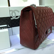 Chanel Caviar Leather Flap Bag Gold/Silver Maroon Red 33cm - 3