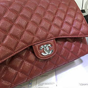 Chanel Caviar Leather Flap Bag Gold/Silver Maroon Red 33cm - 2