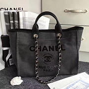 Chanel Canvas And Sequins Shopping Bag Black A66941 VS08548 - 1