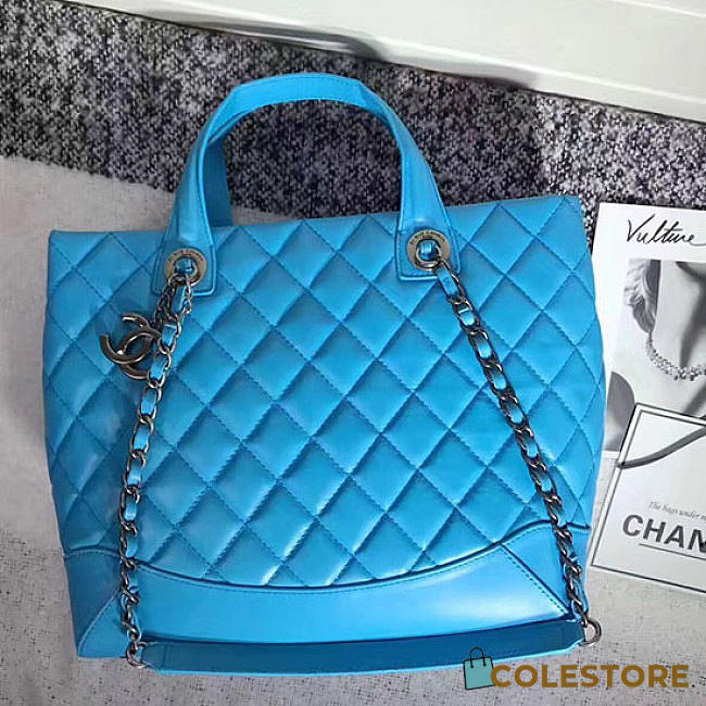 Chanel Caviar Quilted Lambskin Shopping Tote Bag Blue A260301 VS08291 - 1
