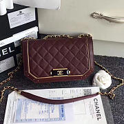 Chanel Lambskin And Calfskin Flap Bag Burgundy A91836 VS07985 - 1