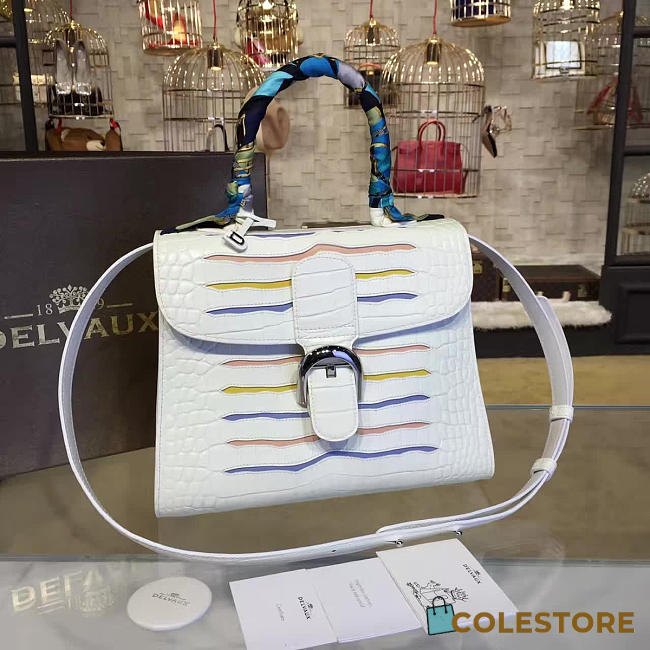 CohotBag delvaux mm brillant satchel crocodile embossed  leather white 1465 - 1