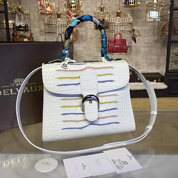 CohotBag delvaux mm brillant satchel crocodile embossed  leather white 1465