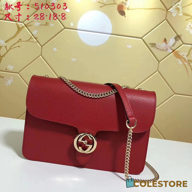 gucci gg flap shoulder bag on chain red CohotBag 510303 - 1