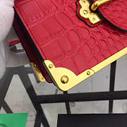 Prada Red Crocodile And Leather Cahier Shoulder Bag 1BA045 - 5