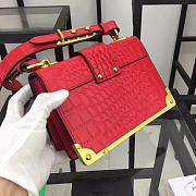 Prada Red Crocodile And Leather Cahier Shoulder Bag 1BA045 - 2