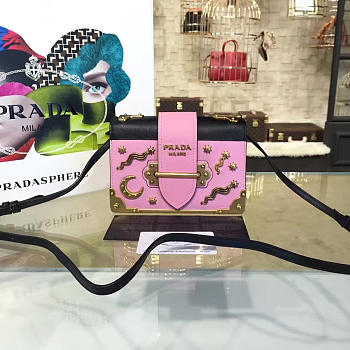 Prada Cahier Leather Shoulder Bag Meteor In Pink 4276