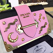 Prada Cahier Leather Shoulder Bag Meteor In Pink 4276 - 6