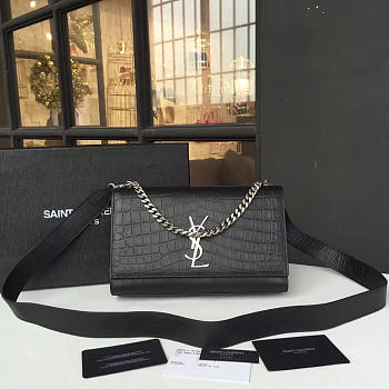 YSL Monogram Kate Crocodile Embossed Shiny Leather 4752